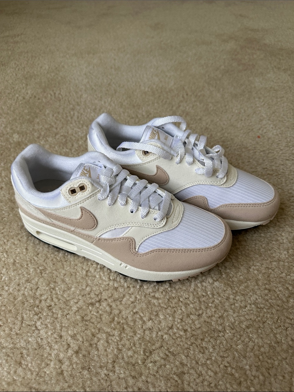 Nike Women’s Air Max 1 Sneakers in White & Beige